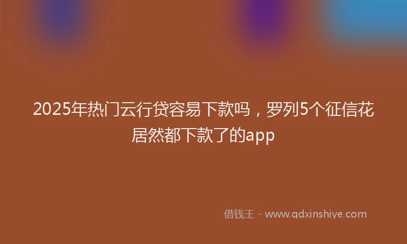 2025年热门云行贷容易下款吗，罗列5个征信花居然都下款了的app