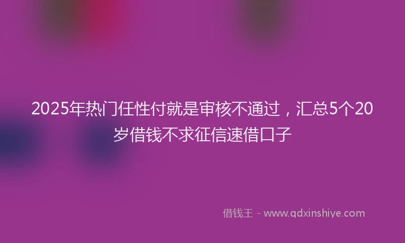 2025年热门任性付就是审核不通过，汇总5个20岁借钱不求征信速借口子