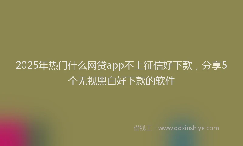 2025年热门什么网贷app不上征信好下款，分享5个无视黑白好下款的软件