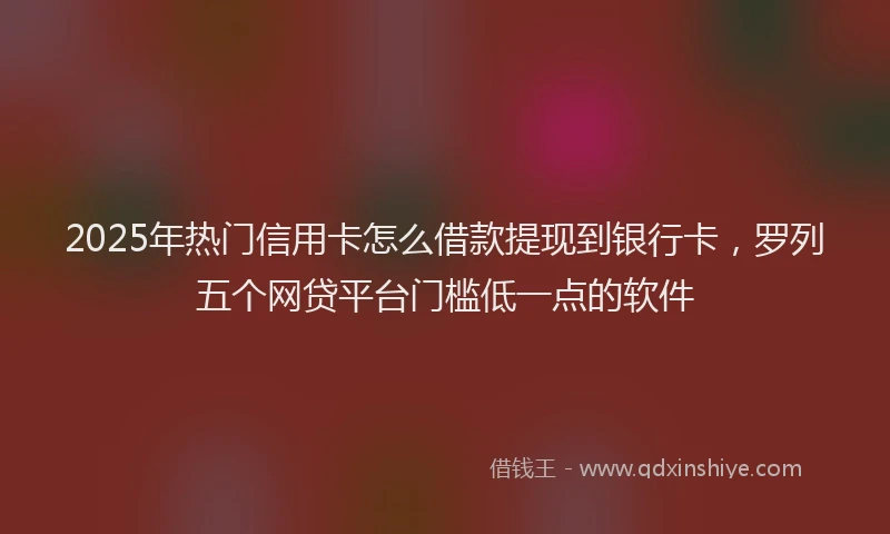 2025年热门信用卡怎么借款提现到银行卡，罗列五个网贷平台门槛低一点的软件