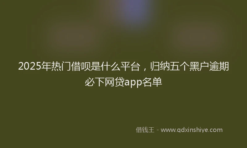 2025年热门借呗是什么平台，归纳五个黑户逾期必下网贷app名单