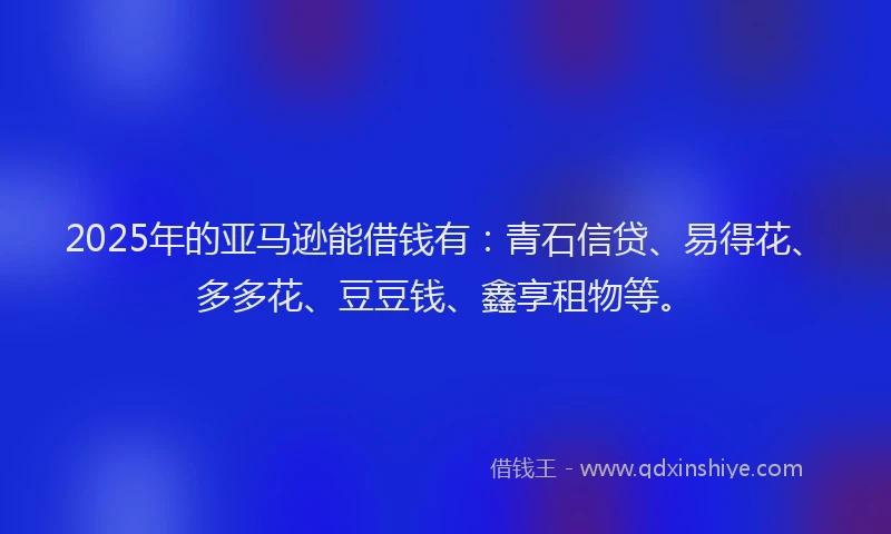 2025年的亚马逊能借钱有：青石信贷、易得花、多多花、豆豆钱、鑫享租物等。