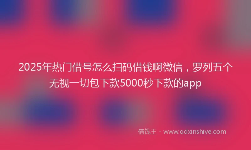 2025年热门借号怎么扫码借钱啊微信，罗列五个无视一切包下款5000秒下款的app
