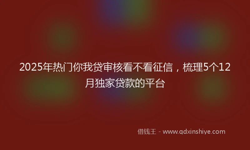 2025年热门你我贷审核看不看征信，梳理5个12月独家贷款的平台