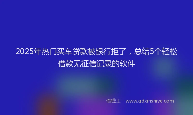 2025年热门买车贷款被银行拒了，总结5个轻松借款无征信记录的软件
