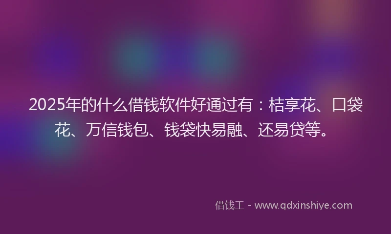 2025年的什么借钱软件好通过有:桔享花、口袋花、万信钱包、钱袋快易融、还易贷等。
