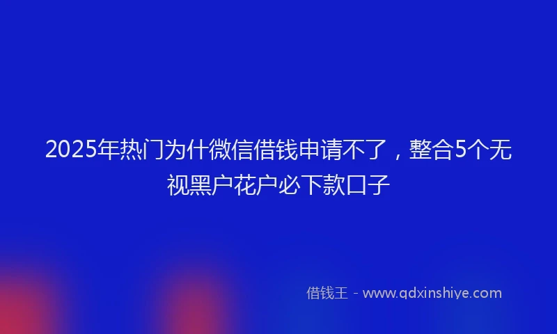 2025年热门为什微信借钱申请不了，整合5个无视黑户花户必下款口子