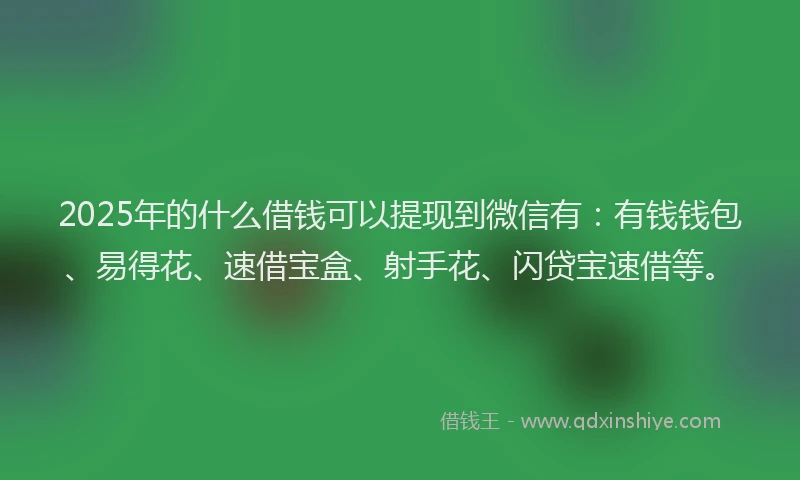 2025年的什么借钱可以提现到微信有：有钱钱包、易得花、速借宝盒、射手花、闪贷宝速借等。