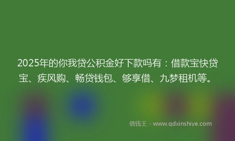 2025年的你我贷公积金好下款吗有：借款宝快贷宝、疾风购、畅贷钱包、够享借、九梦租机等。