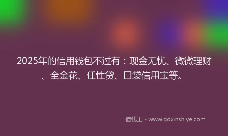 2025年的信用钱包不过有：现金无忧、微微理财、全金花、任性贷、口袋信用宝等。