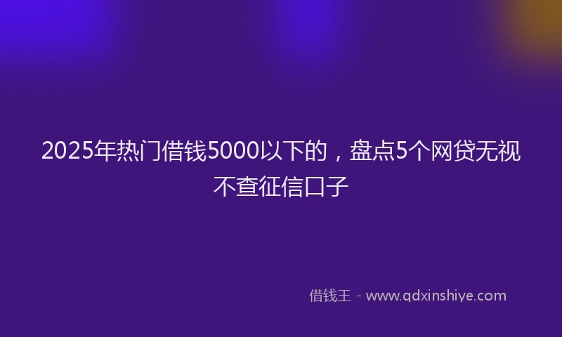 2025年热门借钱5000以下的，盘点5个网贷无视不查征信口子