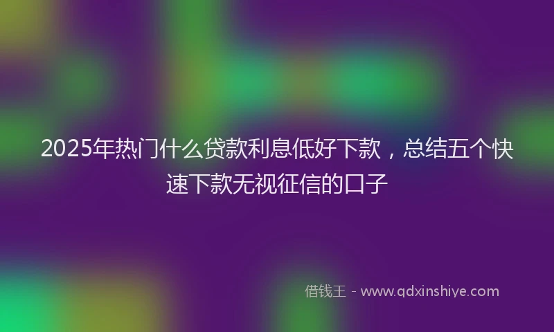 2025年热门什么贷款利息低好下款，总结五个快速下款无视征信的口子
