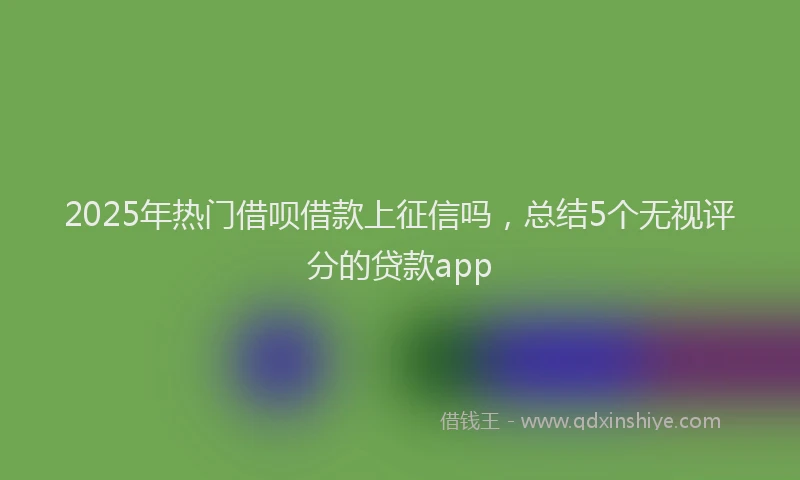 2025年热门借呗借款上征信吗，总结5个无视评分的贷款app