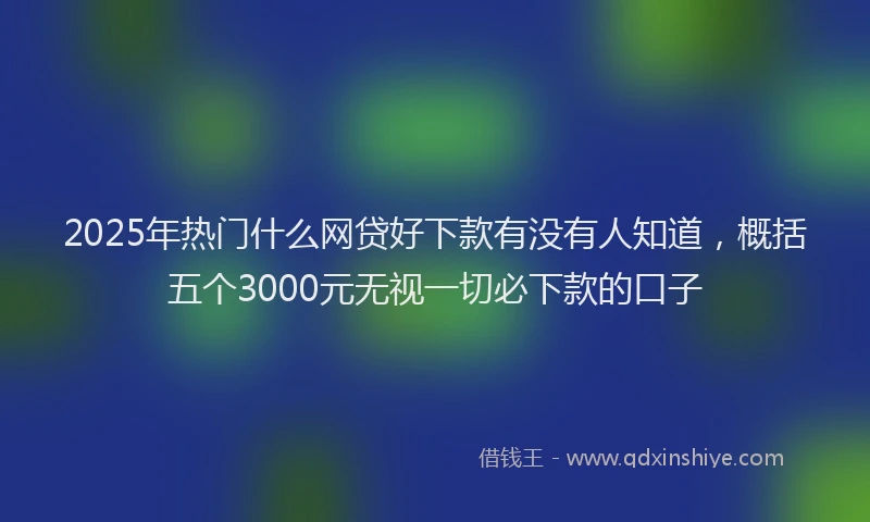 2025年热门什么网贷好下款有没有人知道，概括五个3000元无视一切必下款的口子