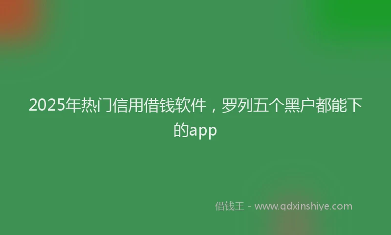 2025年热门信用借钱软件，罗列五个黑户都能下的app