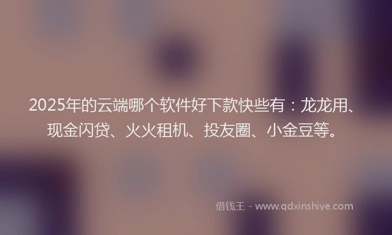 2025年的云端哪个软件好下款快些有：龙龙用、现金闪贷、火火租机、投友圈、小金豆等。