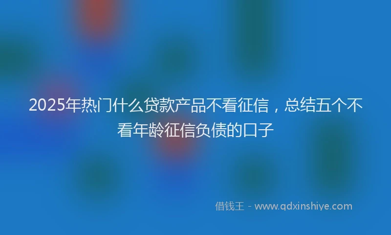 2025年热门什么贷款产品不看征信，总结五个不看年龄征信负债的口子