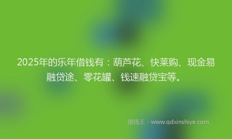 2025年的乐年借钱有：葫芦花、快莱购、现金易融贷途、零花罐、钱速融贷宝等。