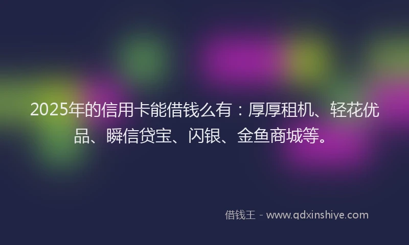 2025年的信用卡能借钱么有：厚厚租机、轻花优品、瞬信贷宝、闪银、金鱼商城等。