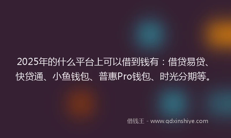2025年的什么平台上可以借到钱有：借贷易贷、快贷通、小鱼钱包、普惠Pro钱包、时光分期等。