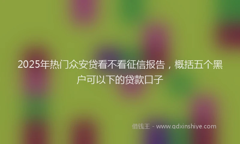 2025年热门众安贷看不看征信报告，概括五个黑户可以下的贷款口子