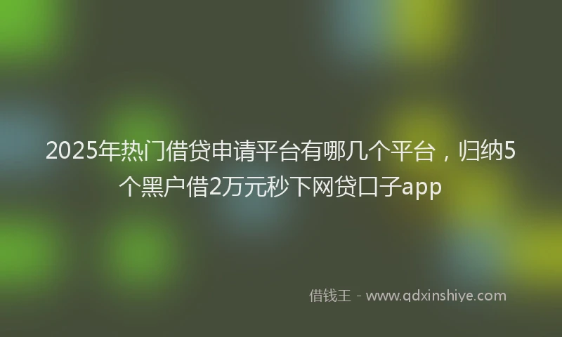 2025年热门借贷申请平台有哪几个平台，归纳5个黑户借2万元秒下网贷口子app