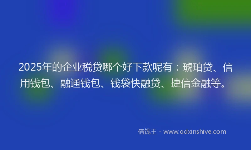 2025年的企业税贷哪个好下款呢有：琥珀贷、信用钱包、融通钱包、钱袋快融贷、捷信金融等。