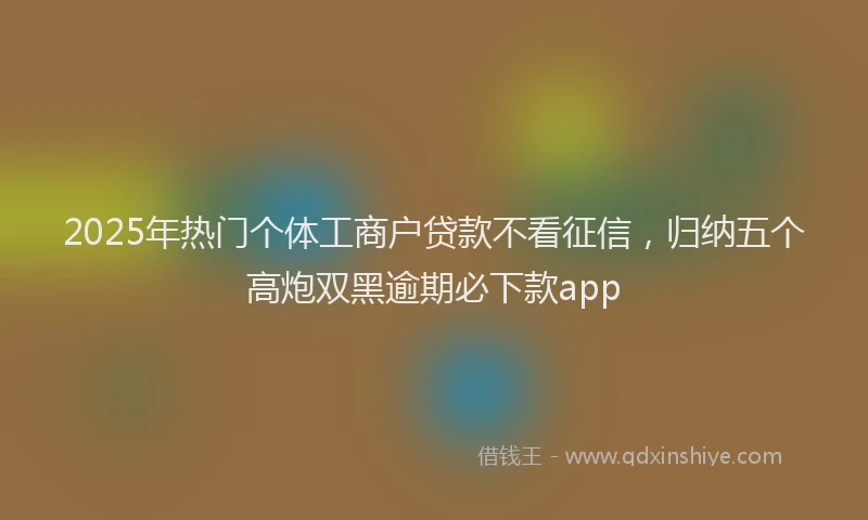 2025年热门个体工商户贷款不看征信，归纳五个高炮双黑逾期必下款app