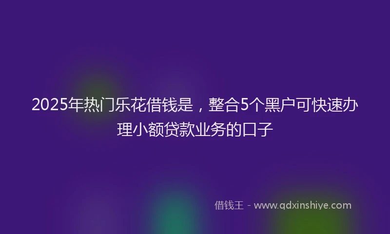 2025年热门乐花借钱是，整合5个黑户可快速办理小额贷款业务的口子
