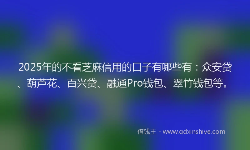 2025年的不看芝麻信用的口子有哪些有：众安贷、葫芦花、百兴贷、融通Pro钱包、翠竹钱包等。