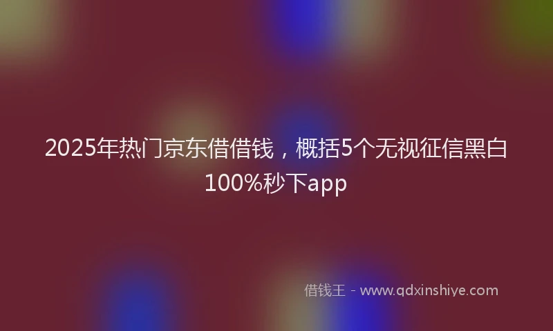 2025年热门京东借借钱，概括5个无视征信黑白100%秒下app