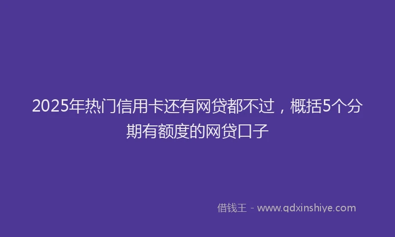 2025年热门信用卡还有网贷都不过，概括5个分期有额度的网贷口子