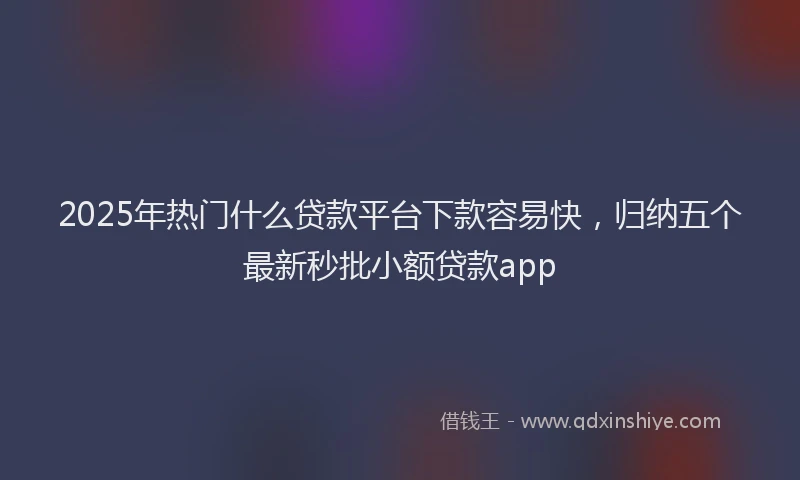 2025年热门什么贷款平台下款容易快，归纳五个最新秒批小额贷款app