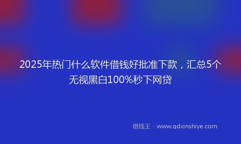 2025年热门什么软件借钱好批准下款，汇总5个无视黑白100%秒下网贷