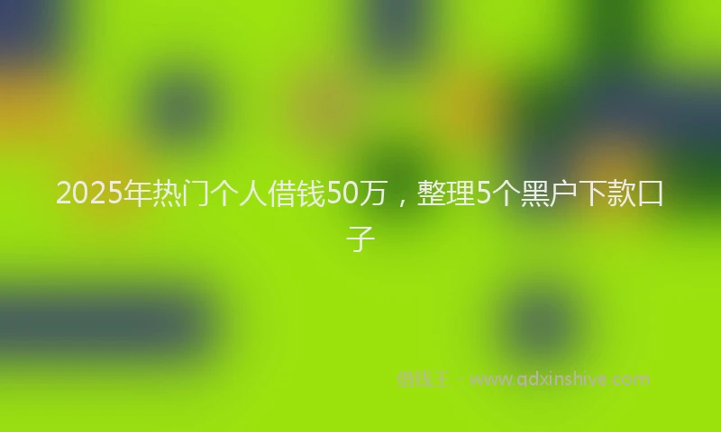 2025年热门个人借钱50万，整理5个黑户下款口子