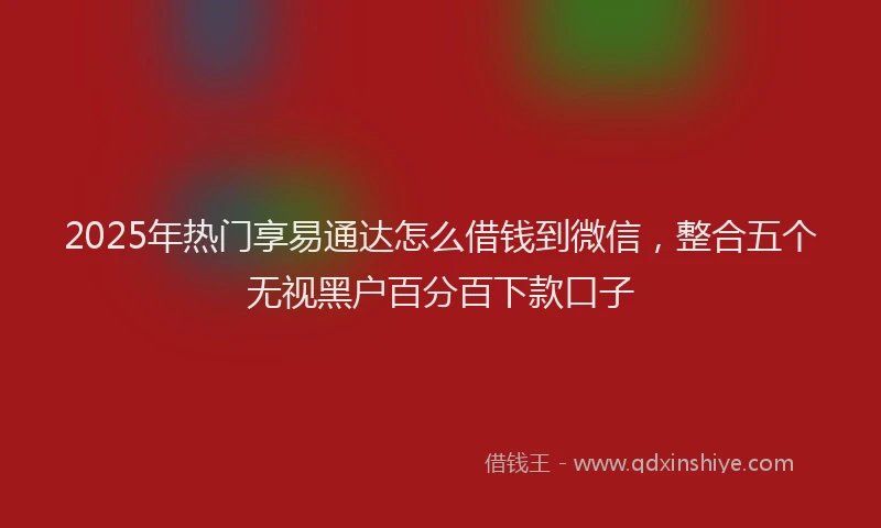 2025年热门享易通达怎么借钱到微信，整合五个无视黑户百分百下款口子