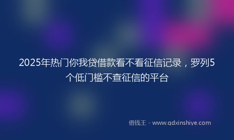 2025年热门你我贷借款看不看征信记录，罗列5个低门槛不查征信的平台