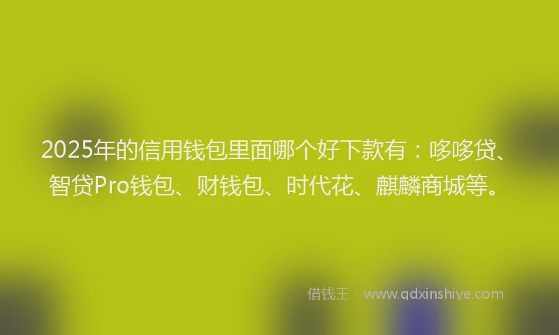2025年的信用钱包里面哪个好下款有：哆哆贷、智贷Pro钱包、财钱包、时代花、麒麟商城等。