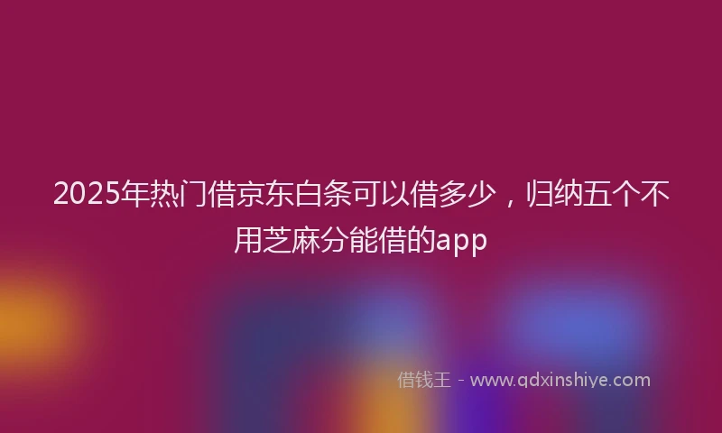 2025年热门借京东白条可以借多少，归纳五个不用芝麻分能借的app