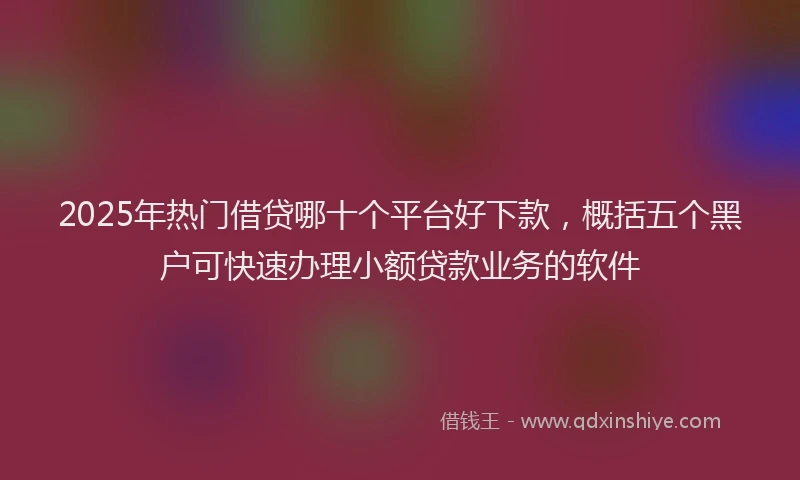 2025年热门借贷哪十个平台好下款，概括五个黑户可快速办理小额贷款业务的软件