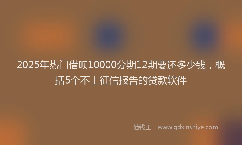 2025年热门借呗10000分期12期要还多少钱，概括5个不上征信报告的贷款软件