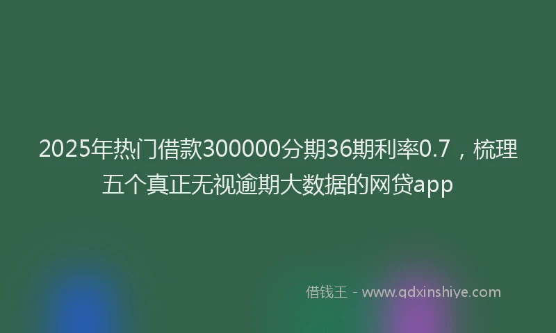 2025年热门借款300000分期36期利率0.7，梳理五个真正无视逾期大数据的网贷app