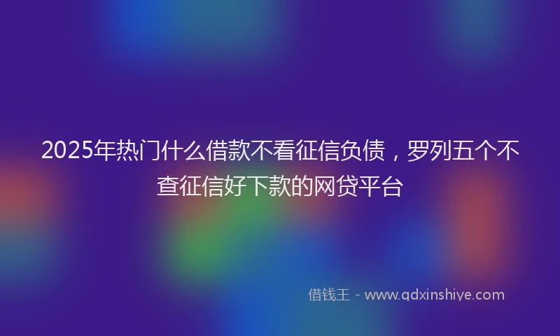 2025年热门什么借款不看征信负债，罗列五个不查征信好下款的网贷平台