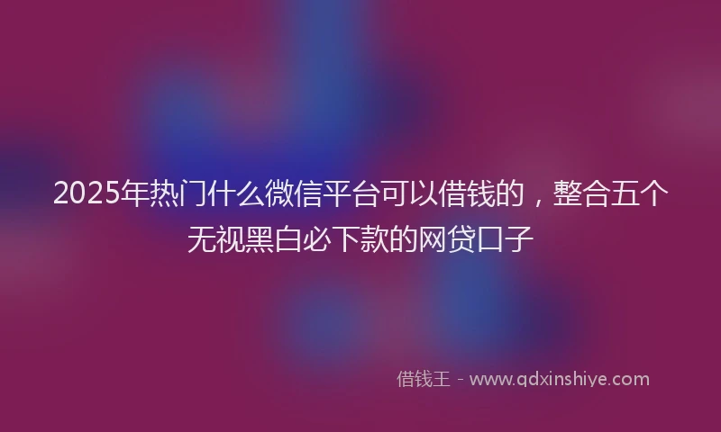 2025年热门什么微信平台可以借钱的，整合五个无视黑白必下款的网贷口子