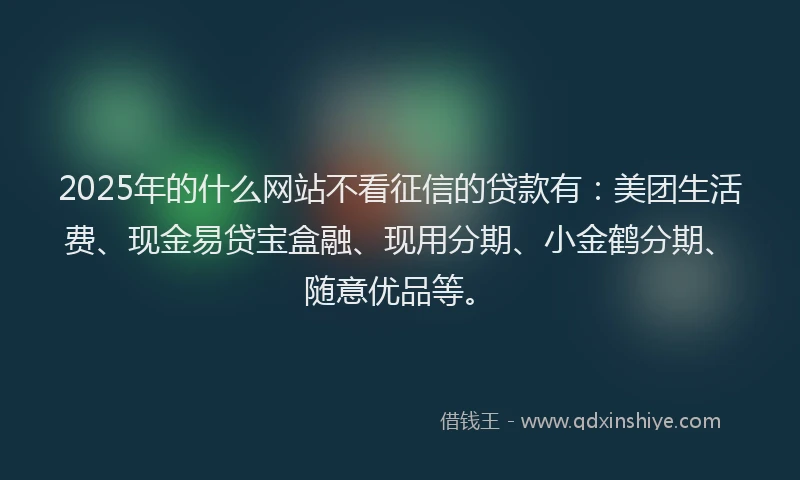 2025年的什么网站不看征信的贷款有：美团生活费、现金易贷宝盒融、现用分期、小金鹤分期、随意优品等。