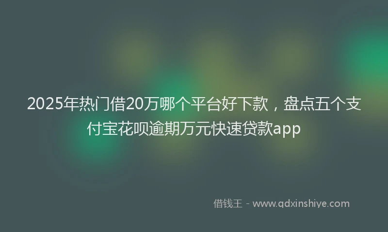 2025年热门借20万哪个平台好下款，盘点五个支付宝花呗逾期万元快速贷款app
