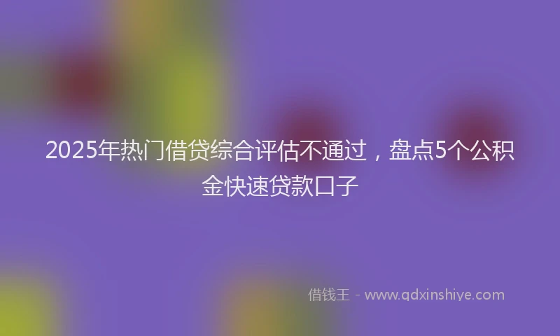 2025年热门借贷综合评估不通过，盘点5个公积金快速贷款口子