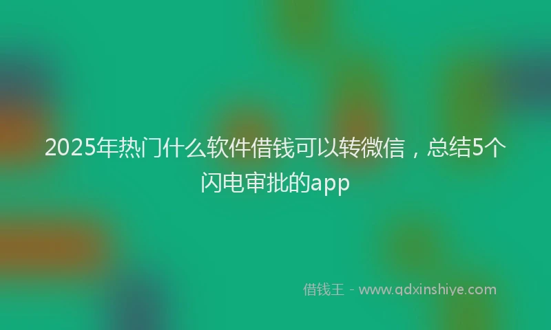2025年热门什么软件借钱可以转微信，总结5个闪电审批的app