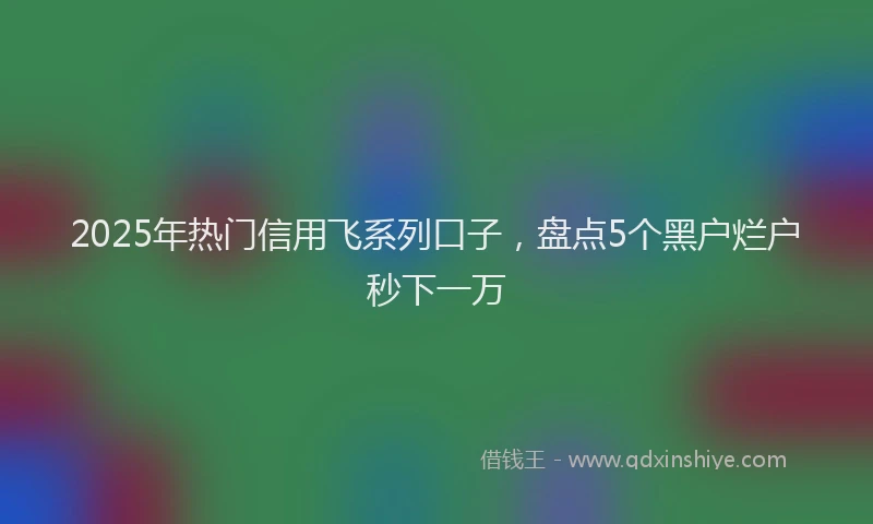 2025年热门信用飞系列口子，盘点5个黑户烂户秒下一万