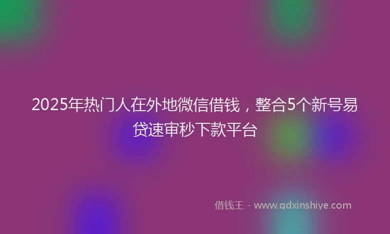2025年热门人在外地微信借钱，整合5个新号易贷速审秒下款平台